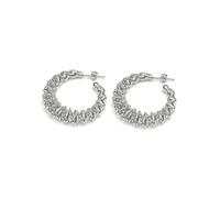 Vestopazzo orecchini c hoop fisarmonica,messo cerchio effetto fisarmonica placcato in argento.Nickel tested.Lavorazione artigianale.Unisex.MI3105, medium