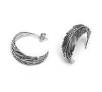 Vestopazzo orecchini cerchi texture foglia/piuma.Diametro 2cm.Placcato in argento.Nickel tested.Lavorazione artigianale.LO80289