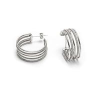 Vestopazzo Orecchini cerchietti aperti a 5 fili. Diametro 2cm ca. Chiusura a farfalla. Placcato in argento. Nickel tested. Lavorazione artigianale.MI3097