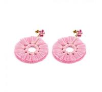 Vestopazzo, Orecchini Cerchio Piccolo con Nappine Rosa e Sfera con Perline, Dettagli Ottone Dorato, Collezione Estate Fiesta, FIS8307