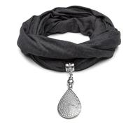 Vestopazzo sciarpa gioiello in cotone jersey colore grigio tortora e ciondolo a forma di goccia con pois.Lavorazione artigianale,Nickel tested