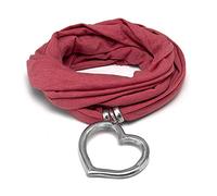 Vestopazzo sciarpa gioiello in tessuto jersey rosso chiaro con pendente cuore realizzato a mano in alluminio 100% riciclato. Nickel tested AL18044