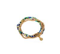 Vestopazzo, Set 4 Bracciali Elastici Mix Perline in Vetro Multicolore e Ottone Dorato, Nickel Tested, FIS15103