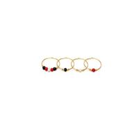 Vestopazzo Set 4 Fedina in Ottone Dorato con Mix Perline Colorate in Vetro, Chiusura Regolabile, Nickel Tested, CLEO402
