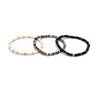 Vestopazzo, Tris Braccialetti Elastici con Conchiglie Nere, Dettagli in Ottone Dorato, Nickel Tested, FIS10103