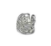 Vestopazzo Vlnet anello fascia intrecciata regolabile | Placcato in argento | Nickel tested | Anello unisex. | Lavorazione artigianale | MI5047