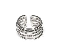 Vestopazzo Vlnet anello regolabile 5 linee texture mix | Placcato in argento | Nickel tested | Lavorazione artigianale |Unisex |MI5040