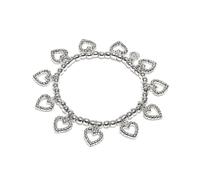 Vestopazzo Vlnet bracciale elastico con ciondoli a forma di cuore decorato con sfere | Placcato in argento |Nickel tested |Lavorazione artigianale | tg unica, misura regolabile | MI2088