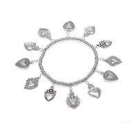 Vestopazzo Vlnet bracciale elastico pendenti cuori sacri | Placcato in argento | Nickel tested |Lavorazione artigianale | LO00137