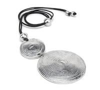 Vestopazzo VLNET Collana filo con pendente tondi incisi | Chiusura regolabile | Realizzata a mano in alluminio 100% riciclato | Lunghezza regolabile | AL04137