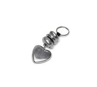 Vestopazzo portachiavi a forma di cuore con 3 palline schiacciate, lavorazione artigianale in alluminio 100% riciclato.AL06055