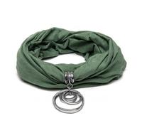 Vestopazzo Vlnet sciarpa verde in jersey con gioiello | Ciondolo 5 cerchi | Gioiello realizzato a mano in alluminio 100% riciclato | Nickel tested | Lavorazione artigianale | AL18055