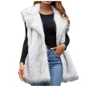 Vests - Caldo Felpato Morbido Cardigan Solid Color Giacca in Pile Elegante Smanicato Cappotto Canottiere da Donna in Maglia in Pile Felpato Smanicato Fleece Gilet Esterno Autumn