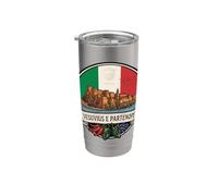 Vesuvio E Partenope Italia Castello Bandiera Stemma Emblema Grafico Bicchiere termico in acciaio inox doppia parete