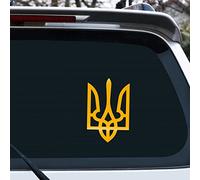 Vesvory 2 adesivi fustellati con stemma ucraino, per auto, camion, laptop, barca, decalcomanie autoadesive per auto, camion, laptop, barca, colore giallo riflettente
