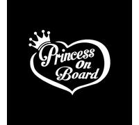 Vesvory 2 adesivi per auto con scritta "Princess on Board", per auto, con scritta "Baby on Board", per auto, finestrini, paraurti (bianco riflettente)