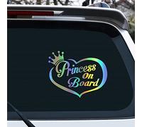 Vesvory 2 adesivi per auto con scritta "Princess on Board", per auto, con scritta in lingua inglese "Baby on Board" (lingua italiana non garantita), adesivi di sicurezza per bambini, per finestrini