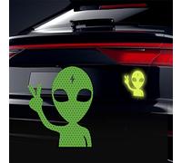 Vesvory 2 adesivi per auto con simbolo della pace alieno, altamente riflettenti, per mantenere la distanza, decalcomania aliena per auto, finestre, paraurti, decalcomanie riflettenti per laptop,