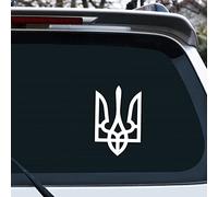 Vesvory 2 adesivi per stemma ucraino per auto, Ucraina Trident Decal senza sfondo adesivi per auto, camion, laptop, barca adesivi (bianco riflettente)