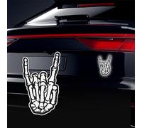 Vesvory 2 adesivi Rock on Hand per auto, ad alta intensità, riflettente, scheletro con mani roccia e rotolo, adesivi con gesto, impermeabili, motivo Rockin, riflettore, decorazione per auto, auto,