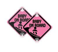 Vesvory Baby on Board - Adesivo da surf per auto, riflettente in PVC, con ventose, per bambino, a bordo, con segnaletica riflettente di sicurezza per bambini, 12 x 12 cm (rosa riflettente)