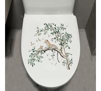 Vesvory Simpatico adesivo per WC a forma di uccellino, divertente con uccellini sul ramo di un albero, decalcomania per il coperchio del WC, decorazione per cassetta del bagno, pappagallo, Wc, adesivi