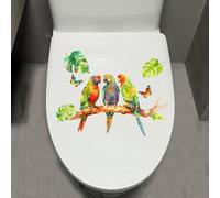 Vesvory Simpatico adesivo per WC con uccellini divertenti sul ramo di un albero, decalcomania per il coperchio del WC, decorazione per cassetta del bagno, pappagallo, Wc, adesivi da parete per porta