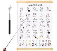Veszoen Poster ABC per bambini 40 x 60 cm Pôster do Alfabeto per Crianças, alfabeto per bambini, poster educativo ABC Poster für Kinder für Einschulung Kindergarten Prischule Vorschule