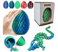 Veszoen Uovo Di Drago Stampato In 3D,30cm Drago di Cristallo Articolato con Uovo di Drago Drago Giocattolo Flessibile Giocattolo con drago stampato in 3D Uovo misterioso, Uovo di Pasqua(Verde laser)