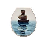 vet italy Vetrineinrete® Copriwater in plastica Resistente tavoletta per Water con Kit di Montaggio 44x36.5 cm Varie Fantasie 69010 P68 (Sassi sul Mare)