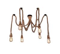 Vetrineinrete® Lampadario ragno a sospensione 6 corde portalampada e27 lampada country retro arredamento rustico