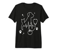 Vet Tech Heartbeat Cane Gatto Maglietta Premium