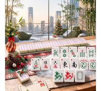 VETEB American Mahjong Set, 166 piastrelle Mahjong in acrilico con retro a strisce rosa e bianche, simboli incisi chiari, scatola regalo, dadi e manuale di istruzioni per la notte dei giochi in