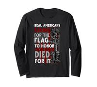 Veteran Patriotic Real Americans Stand for Flag The Fallen Maglia a Manica