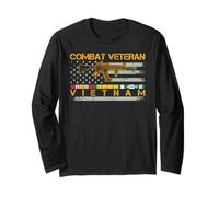 Veterani di Combattimento del Vietnam Bandiera degli Stati Uniti Veterano Militare della Guerra del Vietnam Maglia a Manica