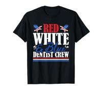 Veterano Bandiera USA Rosso Bianco & Blu Dentista Crew Maglietta