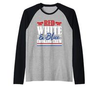 Veterano US Flag Rosso Bianco & Blu Cooking Crew Maglia con Maniche Raglan