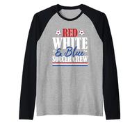 Veterano US Flag Rosso Bianco & Blu Soccer Crew Maglia con Maniche Raglan