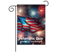 Veterans Day Honoring All Who Served American Fireworks Celebration Bandiera Da Giardino Durevole Bandiera Robuste Bandiere Per Cortile Feste Festival 30X45Cm