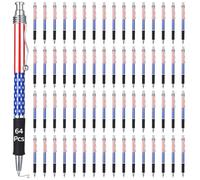 Veterans Day Presents, 64 accessori patriottici, penne a sfera in metallo con tema USA, penne a sfera con inchiostro nero per studenti e souvenir, penne a sfera con bandiera americana