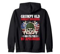 Veterans Day US Army Soldato Grumpy Combat Engineer Felpa con Cappuccio