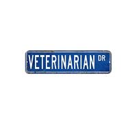 Veterinario Cartello stradale Veterinario Decorazione Professione Segnali in Metallo 7,6 x 30,5 cm Personalizzato Facile da Montare Targa in Alluminio Elegante Pittura in Ferro per Casa Bar Negozio