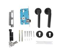 VETESHENM Maniglie per porte interne con serratura, maniglia per porta di passaggio con struttura divisa silenziosa, elegante maniglia in metallo nero per camera da letto, meccanismo di bloccaggio in