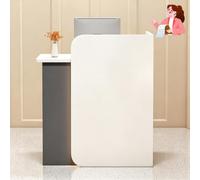 Vethenx Piccola Reception,Bancone Reception Ufficio,Cassa Negozio,Reception Parrucchiere,con LED Luce,piano di lavoro spazioso,per Negozio Ufficio-Bianco + Grigio (sinistra)-100x45x100cm