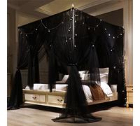 VETHIN Tenda a baldacchino a baldacchino a 4 angoli per letto da principessa, a doppio strato, accogliente, con 4 aperture, zanzariera per ragazze e adulti, accessori decorativi per camera da letto