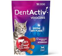 Vetocanis - Dentactiv - Stick dentale - Dolcetti per gatti gourmet - per l'igiene e la salute - Ricco di carne - 85% di manzo - Consigliato dai veterinari - Sistema anti-placca