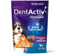 Vetocanis Dentactiv | Stick dentale | Dolci per cani golosi, igiene e salute, ricchi di carne, 85% di pollo, consigliato dai veterinari, cane da 2 a 15 kg