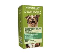 Vetocanis - Shampoo solido per cani con olio Ricin & Tea Tree Bio - di fabbricazione artigianale responsabile francese - Shampoo per cani - equivalente a 2 x 300 ml di shampoo liquido - 75 g