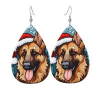 Vetrata Raffigurante Un Cane Da Pastore Tedesco Donna Orecchini Ecopelle Orecchino Goccia Pendenti