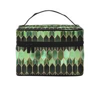 Vetrata Verde Foresta, Borsa per il trucco Borsa per cosmetici Borsa da toilette da viaggio portatile Astuccio per matite Astuccio da toilette
